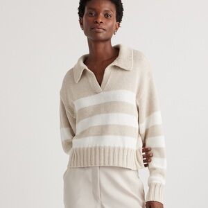 Quince 100% Organic Cropped Cotton Polo Sweater